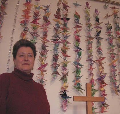 Fall City Methodist Church member Sue Terbruggen helped fold and hang more than 1