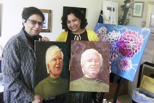Valley mother and daughter Ranita and Alraune Chowdhury share different viewpoints on the same portrait. Both mother and daughter love to paint and have their own unique styles.