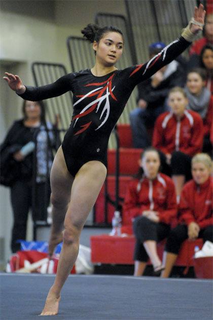 Georgia Reynolds performs her floor routine during Kingco 3A league championships Saturday