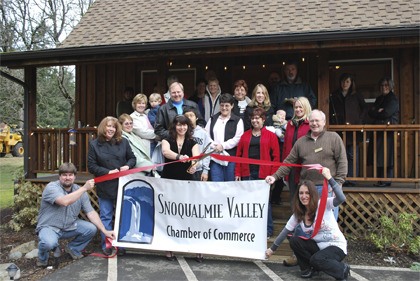 Members of the Snoqualmie Valley Chamber of Commerce gather Jan. 16 at a relocation celebration and open house at Jolene’s Hair and Skin Care.