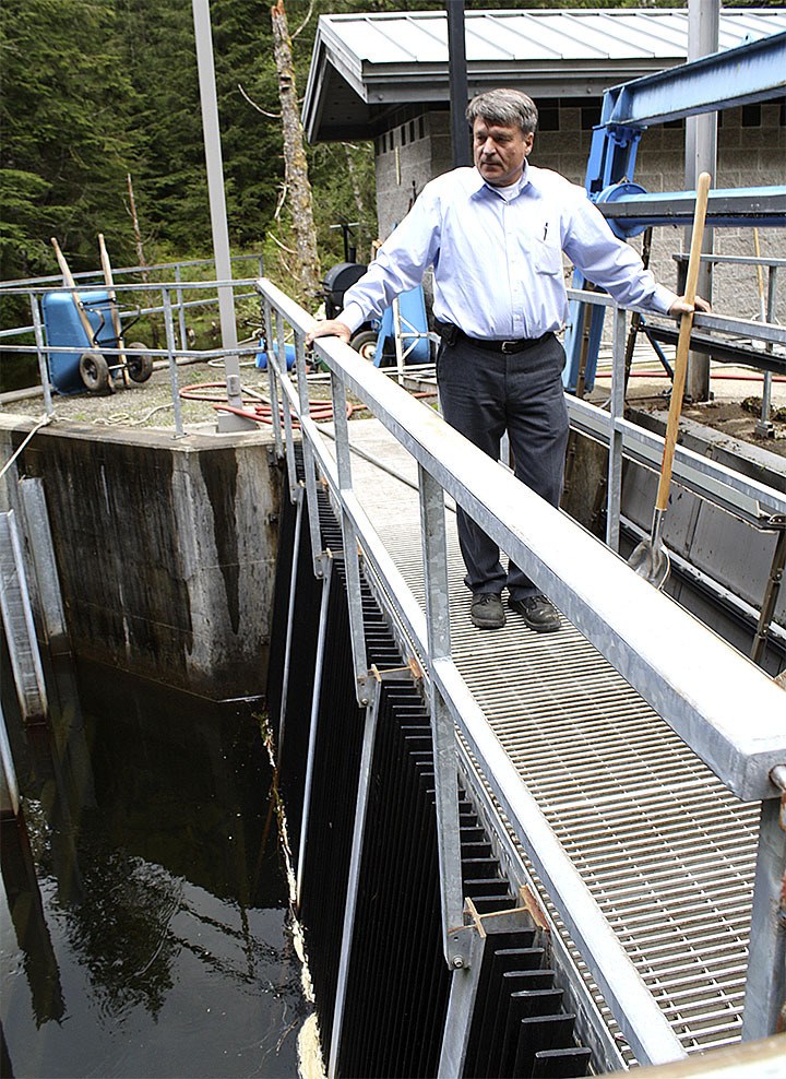 Hydropower proponent Thom Fischer visits Tollhouse Power’s Black Creek hydroelectric plant in Hancock Forest in 2011. Tollhouse operates the 17-year-old