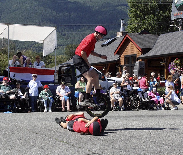 Unicycle stunts were just part of the fun when the Snoqualmie Valley Unicycle Club performed in the Festival at Mount Si parade this summer.