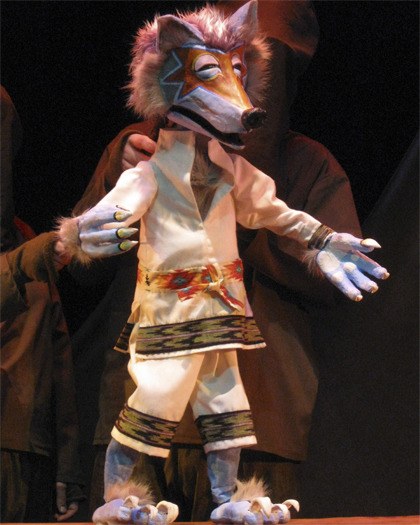 The character of Wolf is among 10 animal and insect puppets to be seen at 'When Animals Were People.' Two Native American morality stories are told in the shows.