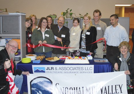 Members of the Snoqualmie Valley Chamber of Commerce gather Wednesday