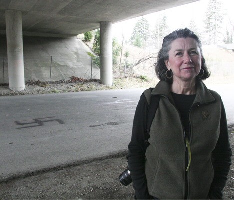 North Bend resident Jane-Ellen Seymour was chilled by racist graffiti scrawled below the Maloney Grove overpass