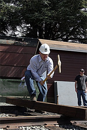Driving a railroad spike home