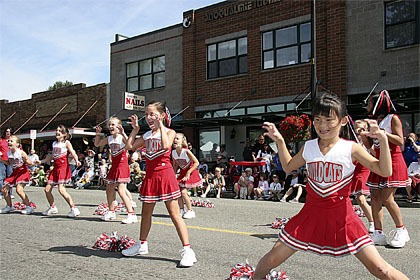 The Wildcats junior cheer squad put on a show during the Railroad Days parade