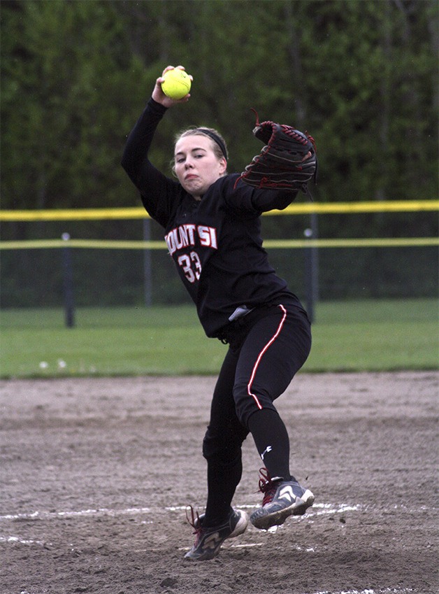 Mount Si pitcher Claire Lis throws against the Totems