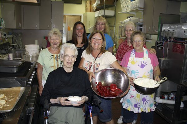 The strawberry shortcake kitchen crew at Sno-Valley Senior Center: Louise Macri
