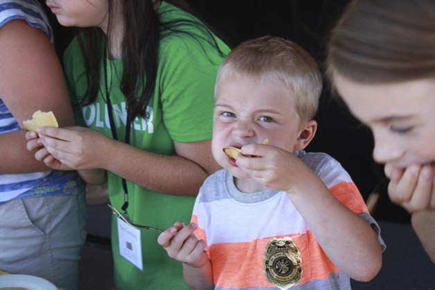 Although Edison Wheeler was the youngest contestant in the North Bend Block Party pancake eating contest