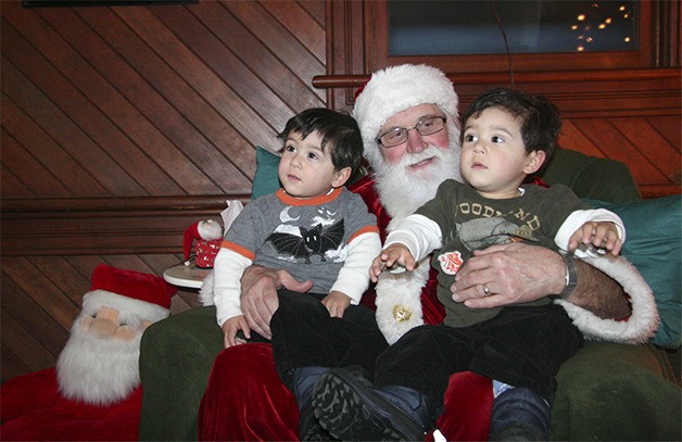 Brothers visit Santa at the Snoqualmie Depot in a past year's Santa Train excursion.
