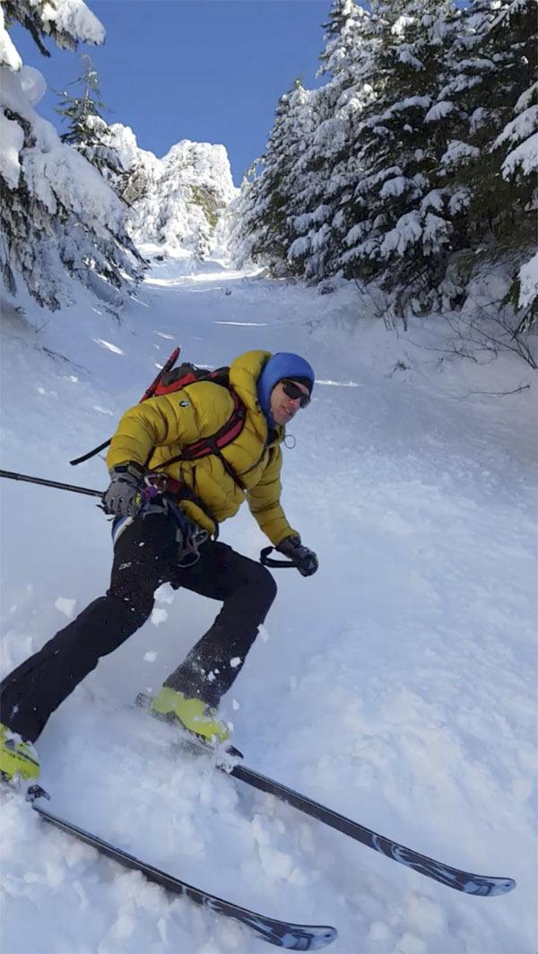 Trevor Kostanich glides down Mount Si Dec. 30 in video captured by ski buddy Peter Avolio. The ski trip was a once in a decade opportunity for Kostanich