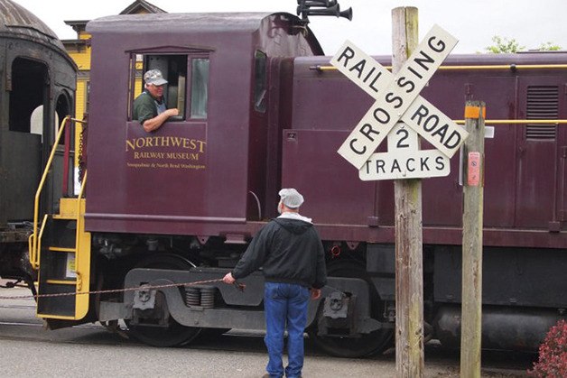 Volunteers roll out the Northwest Railway Museum's train for rides in April.