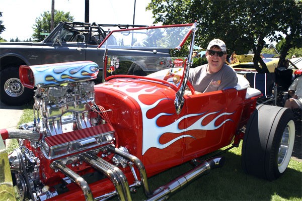 Tom Knebel shows off his Model T hot rod at last year’s Carnation car show.