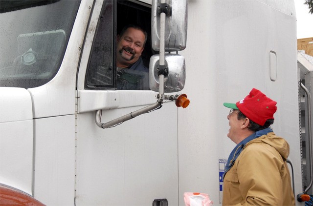 Tom Kemp and a long-haul driver shared a laugh at Trucktown