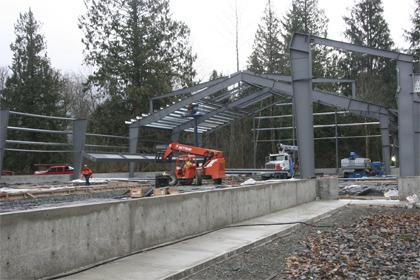 Steel columns have been installed for the construction of the Northwest Railway Museum's new train shed at their Stone Quarry Road Campus. It will be home for the museum's oldest and predominantly wood built transportation artifacts.