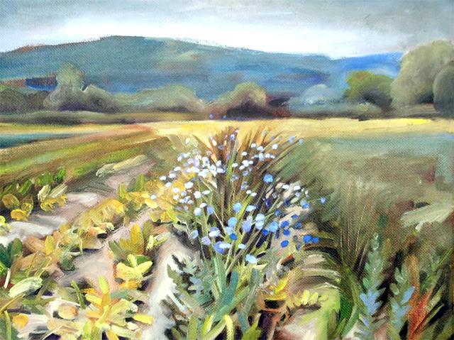 Painter Jean Bradbury normally doesn't paint en plein air (outdoors) but took her paints to local organic farms to capture the feel for images