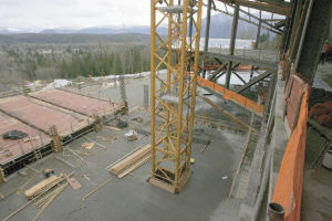 This view overlooks the new Casino Snoqualmie parking garage. Towards Mount Si is one of the restaurants