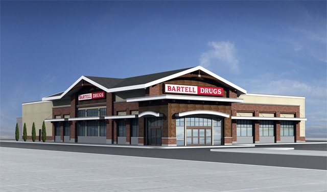 Bartell Drugs' concept sketch for a planned North Bend store at Borgen Plaza