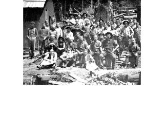 The rail workers of McLean’s Camp 5 pose for posterity in this photo