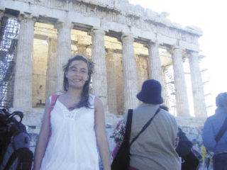 Traveling college student Kathryn McFarland visits the Parthenon in Athens