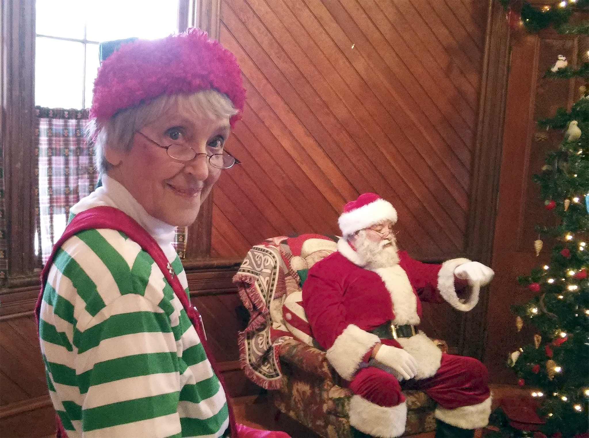 Santa and his elf welcome guests to the Snoqualmie Depot during the Northwest Railway Museum’s holiday tradition