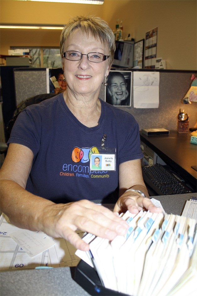 A lifetime of Valley connections and a stuffed Rolodex have helped Jeanette Busby keep Encompass running smoothly. Busby