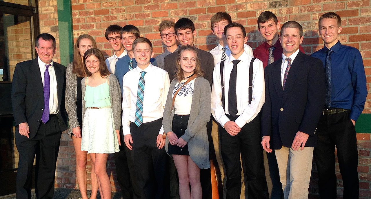 Cedarcrest High School&rsquo;s cross country team follows tradition with a &ldquo;dress-up dinner&rdquo; Friday Nov. 4, the night before state competition in Pasco. Eight runners competed for Cedarcrest at state, and the boys brought home a second-place team trophy.                                Courtesy Photo