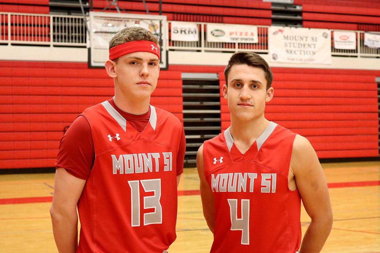 Mount Si Boys Basketball captains Gavin Gorrell and Brenden Botten. (Evan Pappas/Staff Photo)