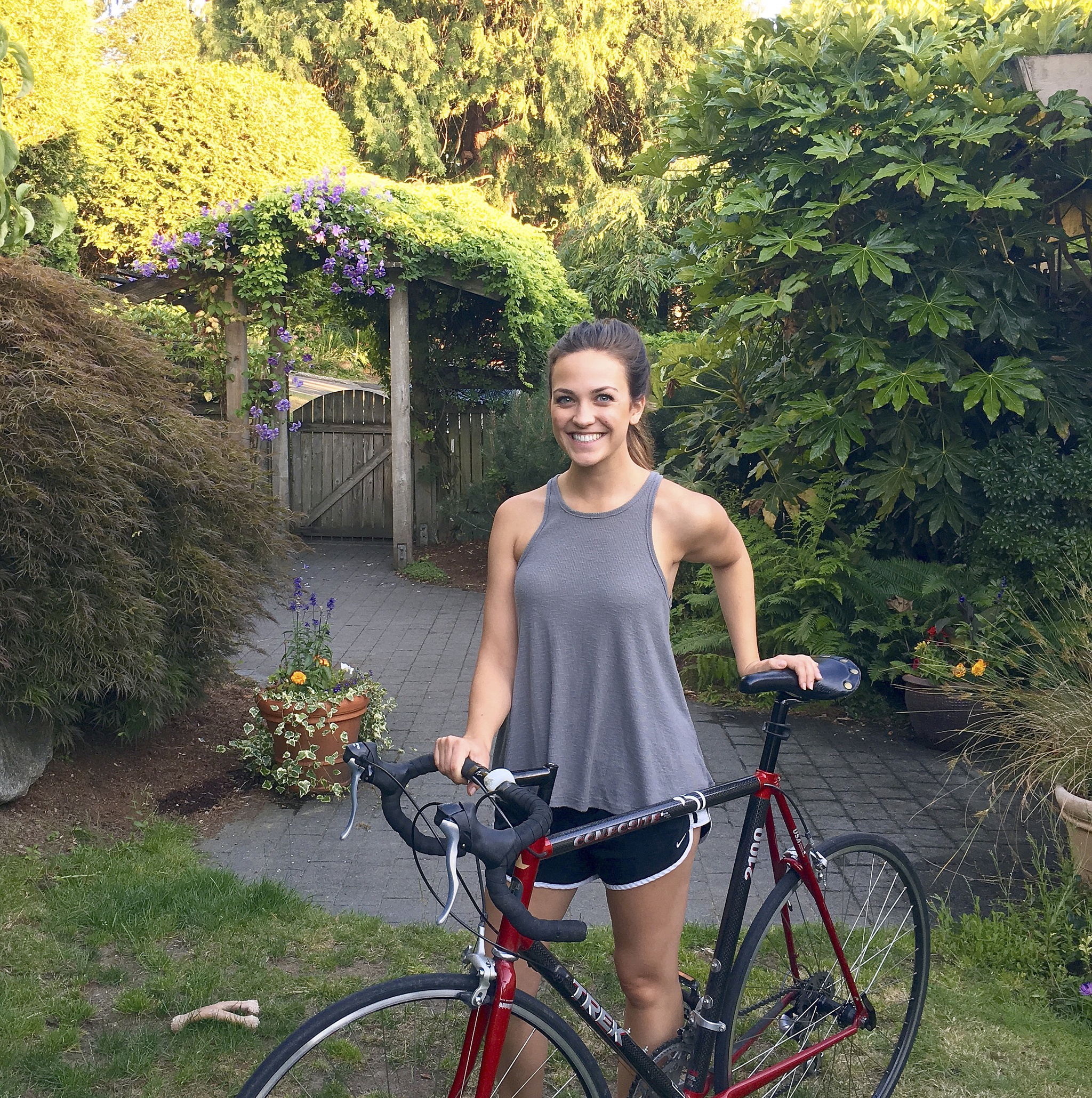 Katie Bunker, originally from Duvall, prepares for her 50 mile bike ride in August to raise money for cancer research.                                Courtesy Photo