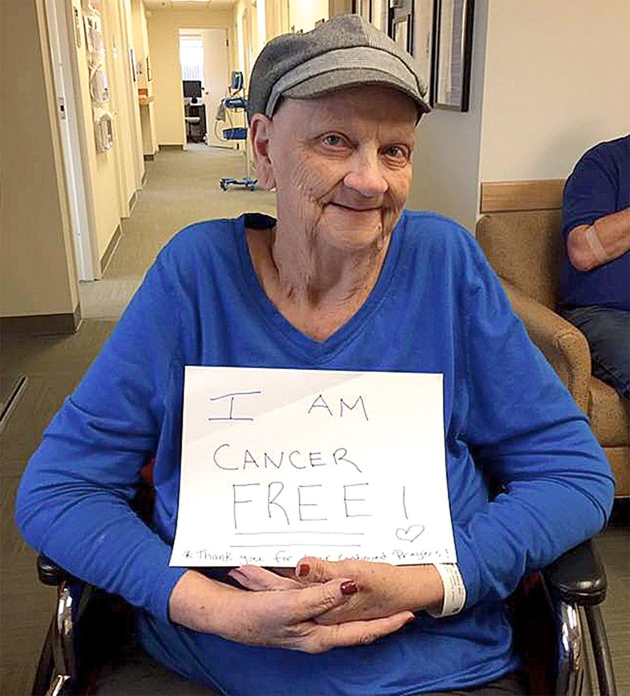 Bev Jorgensen announced to her friends and family on Nov. 22 that she is now cancer free. She continues to recover from the effects of chemotherapy, and is planning for another inspiring Relay for Life event, July 8 at Tollgate Farm Park in North Bend. Courtesy Photo