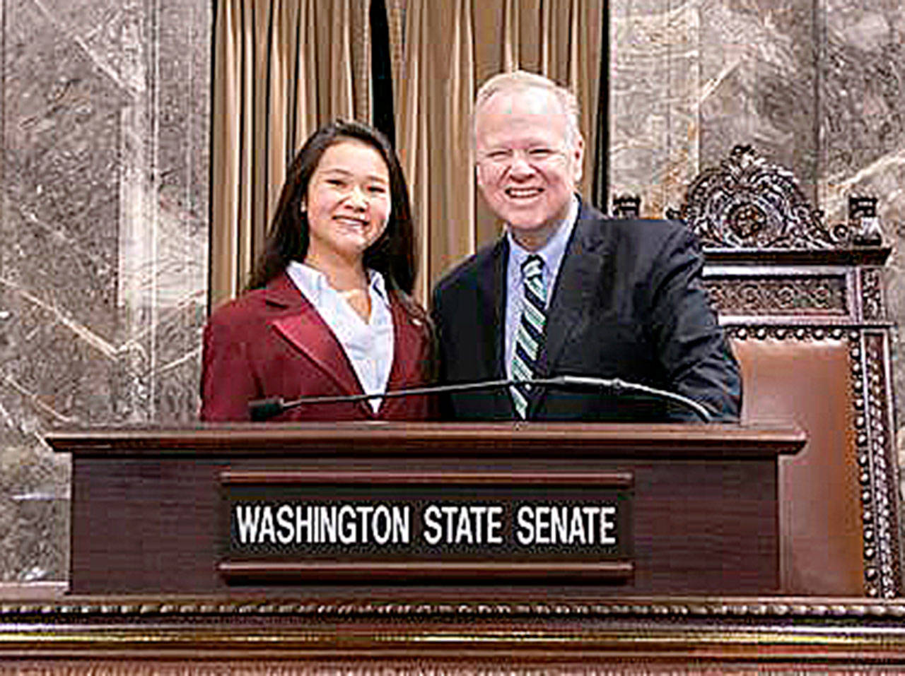 Nina Horn of North Bend serves as page to Secretary of Washington State Senate