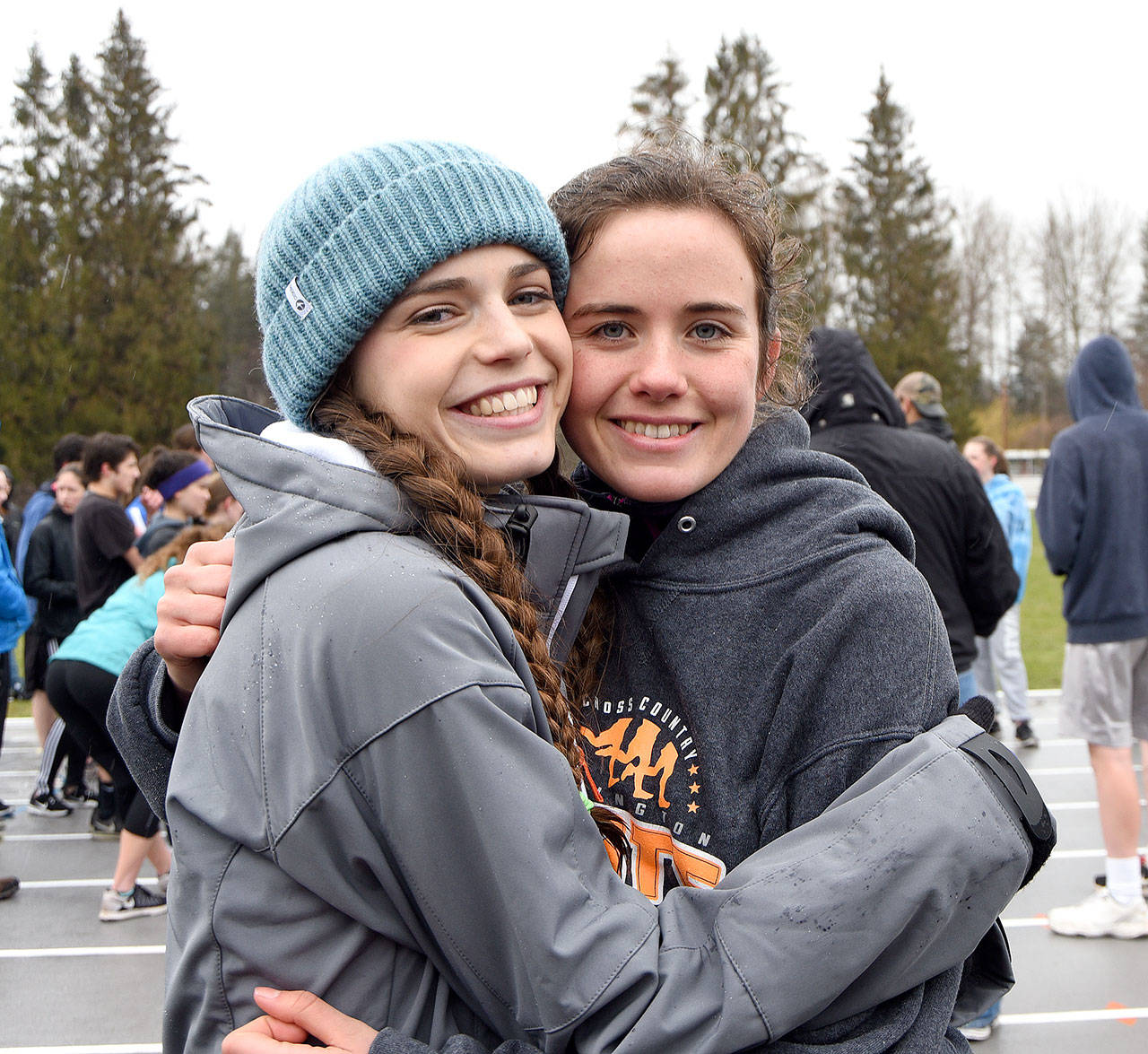 Hannah Waskom, left, and Chloe Cosgrove look forward to this track season and building an already strong, but young team.                                Carol Ladwig/Staff Photo