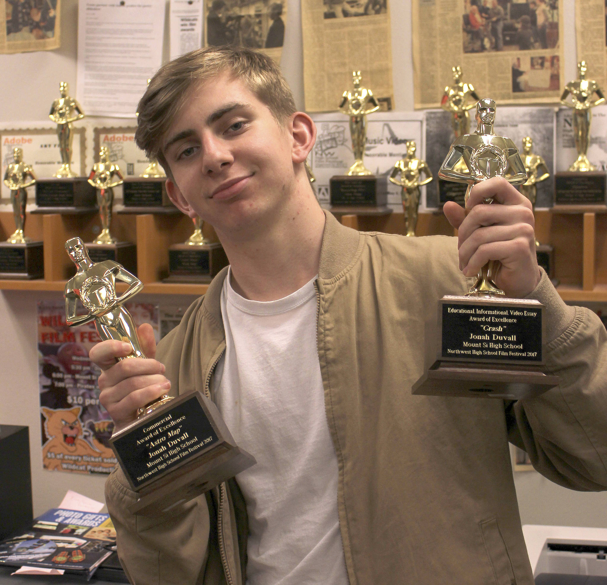 Jonah Duvall, a 2017 graduate of Mount Si High School, earned two Awards of Excellence in the Northwest High School Film Festival May 23.                                Courtesy Photo