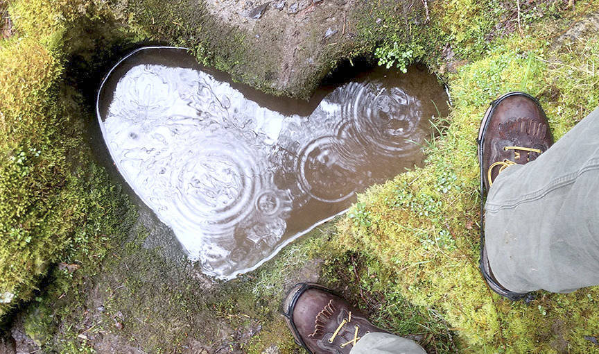 A heart shaped pond on the trail near the Tokul Creek Trestle featured in Snoqualmie Strange. (Courtesy Photo)