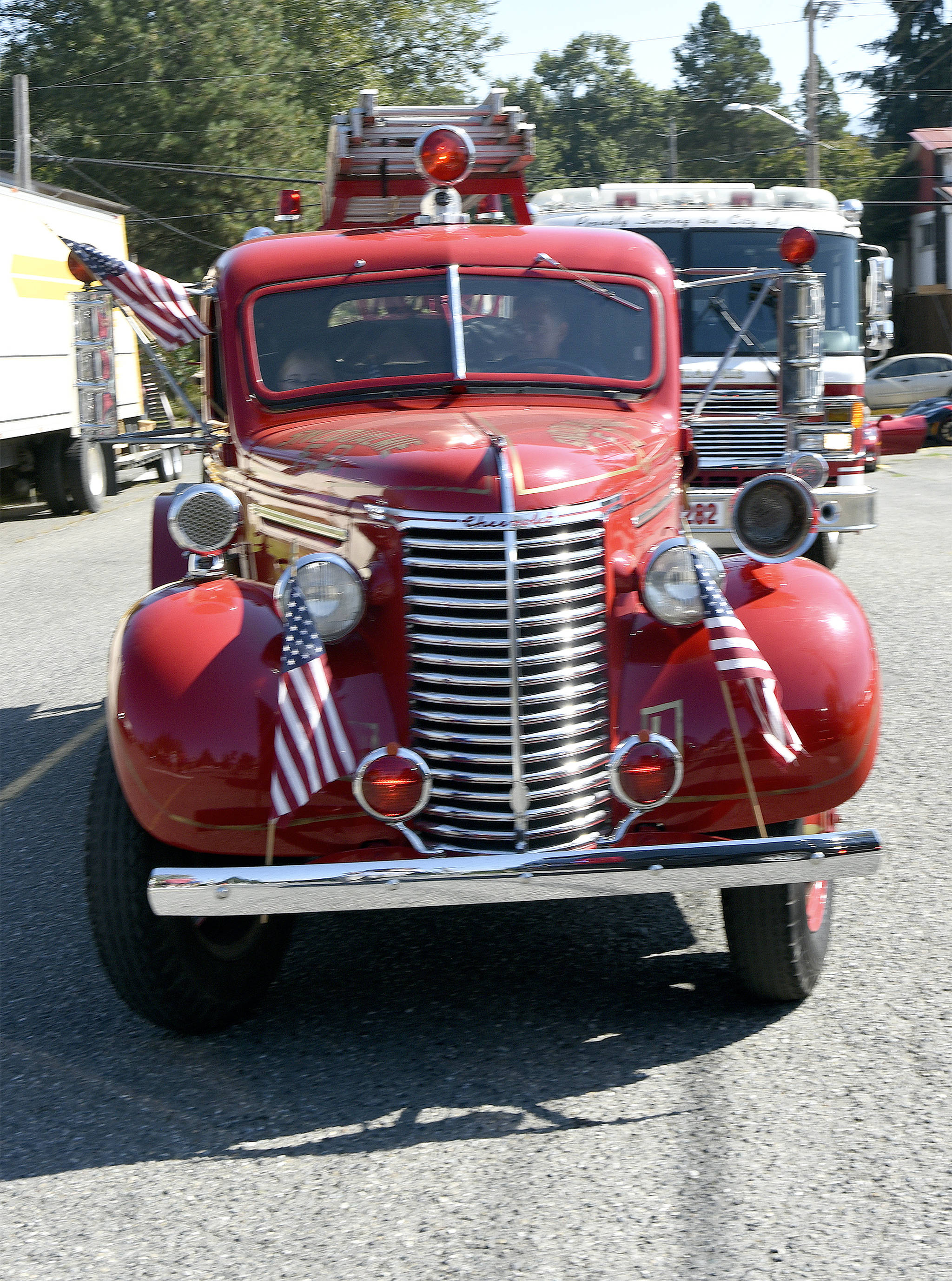 The Snoqualmie Fire Department’s historic engine is a regular feature in the Railroad Days parade. File Photo