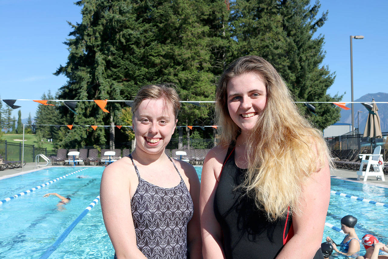 Swim captains Julia Crumb and Ana Brestin are excited for a new year of competitons and breaking records. (Evan Pappas/Staff Photo)