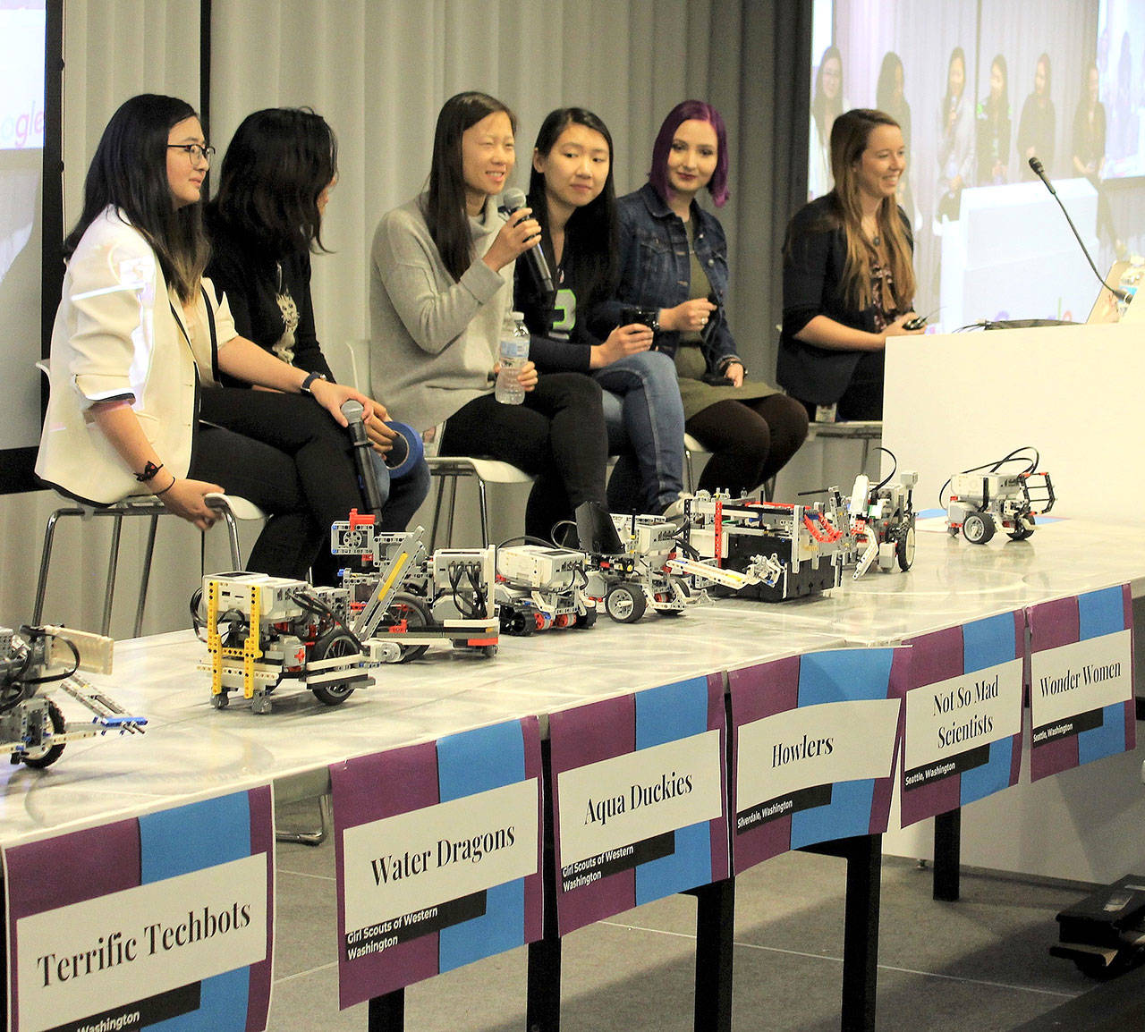 A panel of Googlers who spoke about their career paths and what they do at Google for the Girl Scouts. (Courtesy Photo)