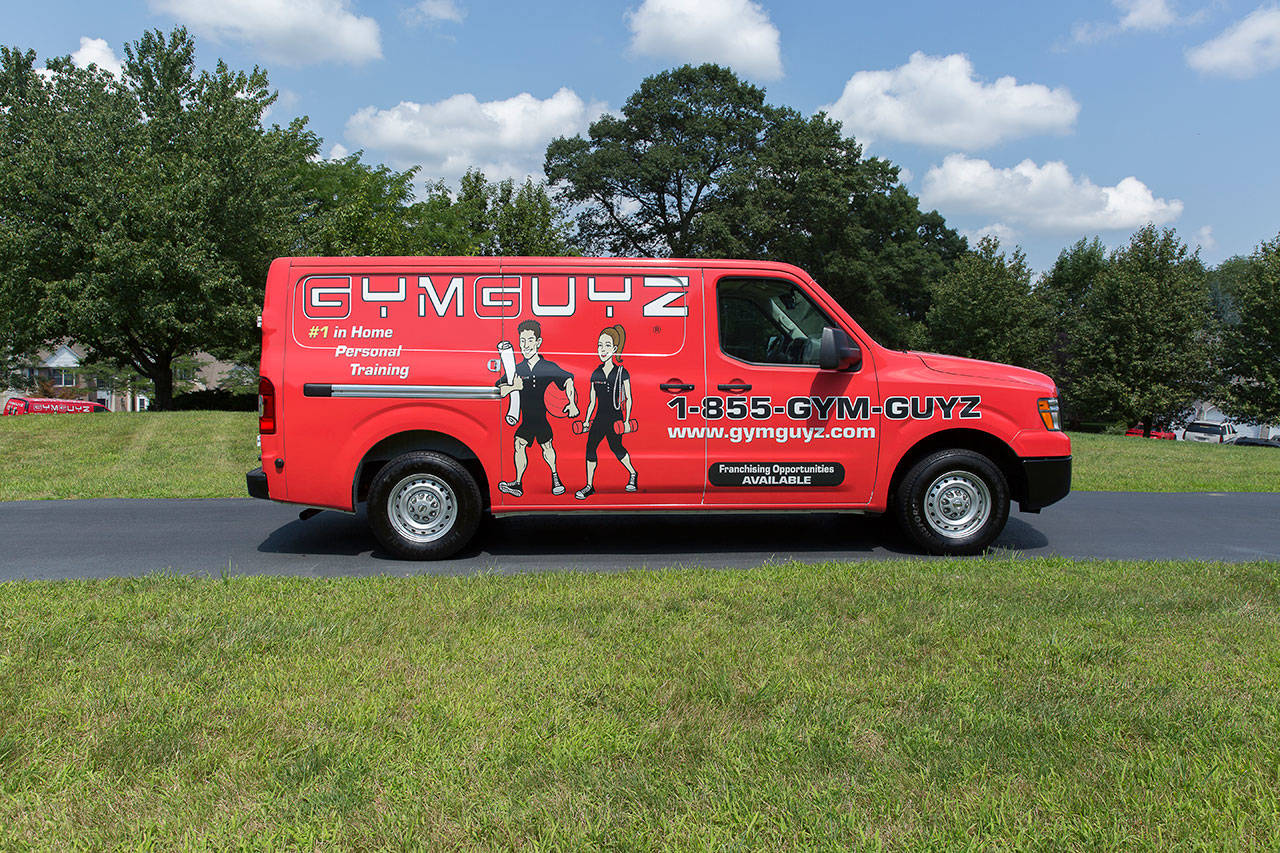 GYMGUYZ provides all of the personal training equipment people would find in a gym inside a van, so that they can work out anywhere that is convenient for them, such as at work. Photo courtesy of Kevin Poskitt