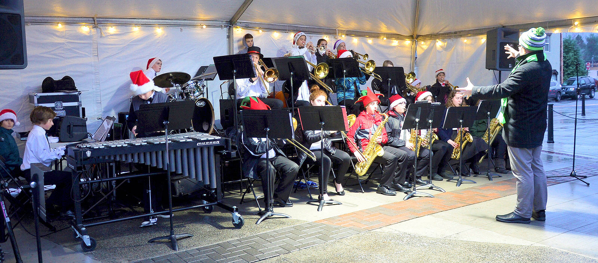 Twin Falls Middle School Jazz Band performs for North Bend’s Holly Days Dec. 2. (Photo courtesy of Mary Miller)