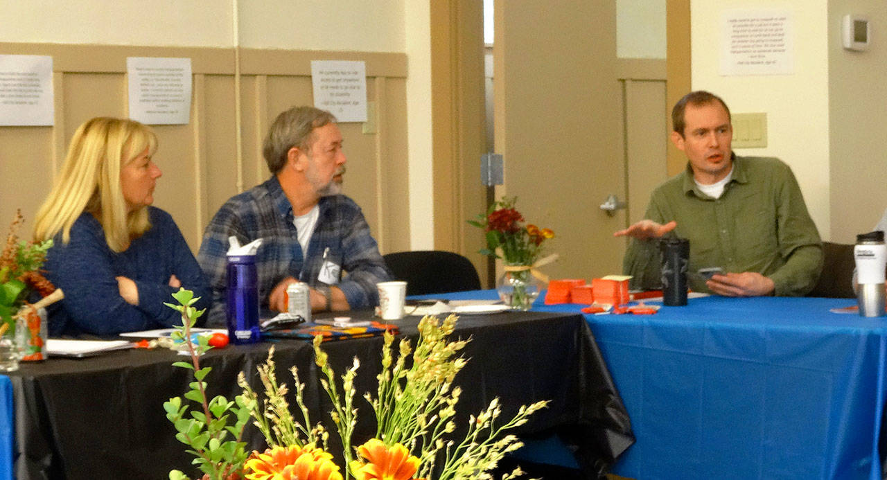 Participants in the coalitions November meetings, from left, Duvall Senior Planner Lara Thomas, North Bend Mayor Ken Hearing, discuss the challenges of the transportation system now in place. (Courtesy Photo)                                Participants in the coalitions November meetings, from left, Duvall Senior Planner Lara Thomas, North Bend Mayor Ken Hearing, discuss the challenges of the transportation system now in place. (Courtesy Photo)
