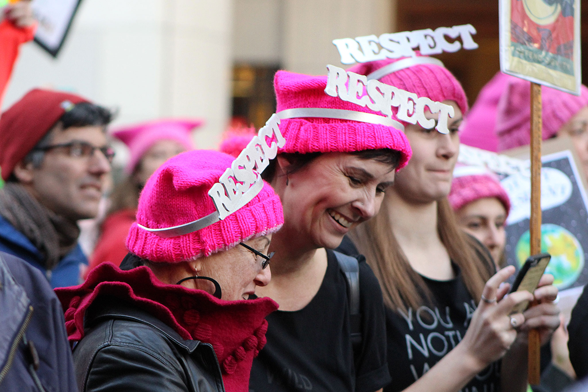 Women in pink hats march in Seattle in 2017. (File Photo)
