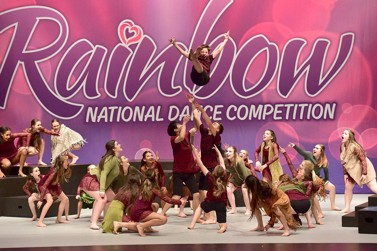 A large production of the routine “Across the Universe” performed by Ignite team dancers at the Rainbow National Dance Competition. (Courtesy Photo)