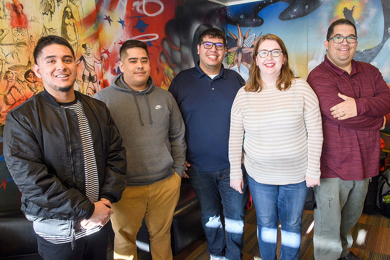 The group of WSU staff and students that translated the financial aid website. From left: Alex Brito, Jose Garica, Communications Advisor Ramiro Mora, Carmen Krochel, and Assistant Vice President Brian Dixon. (Courtesy Photo)