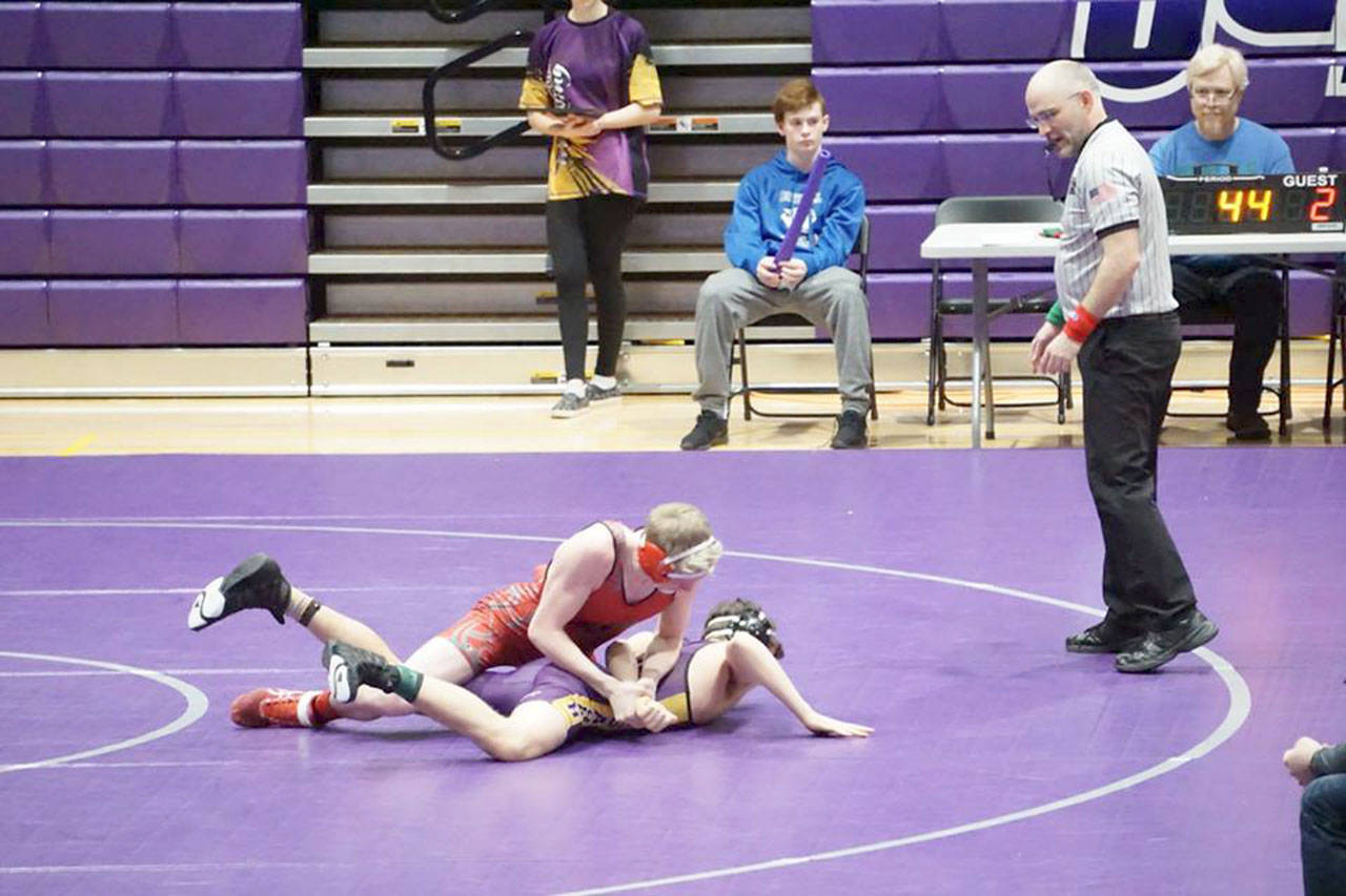 At the KingCo tournament, 138-pound Duncan Harrison won his weight division. The Mount Si Wrestlers placed second at the KingCo 4A tournament after an undefeated season. (Courtesy Photo)