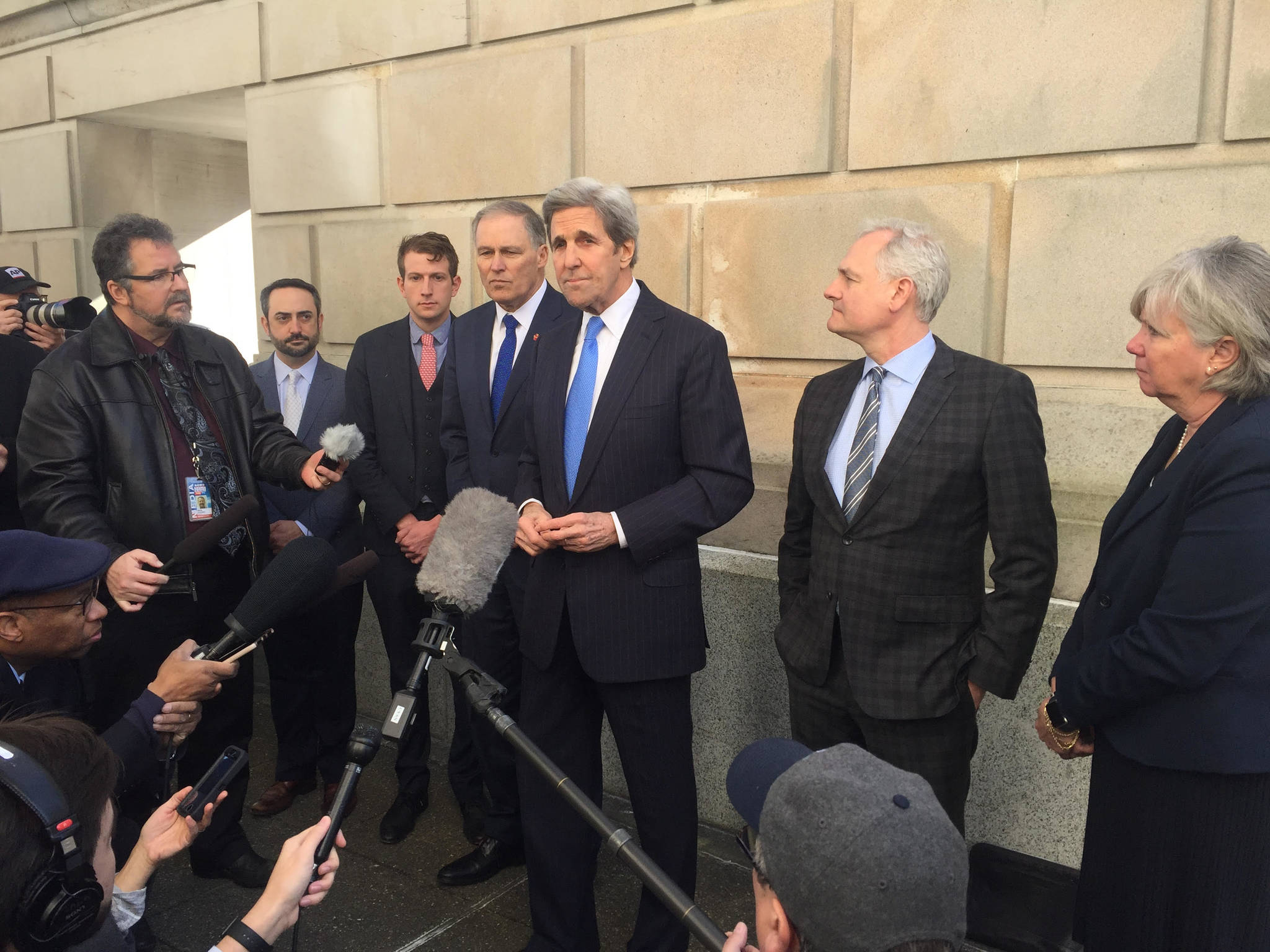 Former U.S. Secretary of State John Kerry visited Olympia Tuesday to voice support for Gov. Inslee’s carbon tax proposal. Photo by Josh Kelety
