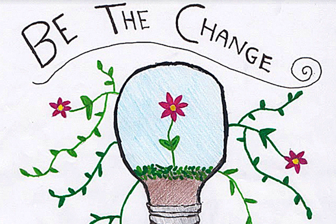 Kendall Koval designed this winning artwork for the Be the Change event poster. Be the Change is coming up March 17 at Chief Kanim Middle School, for middle-school age students in the Valley. (Courtesy Image)