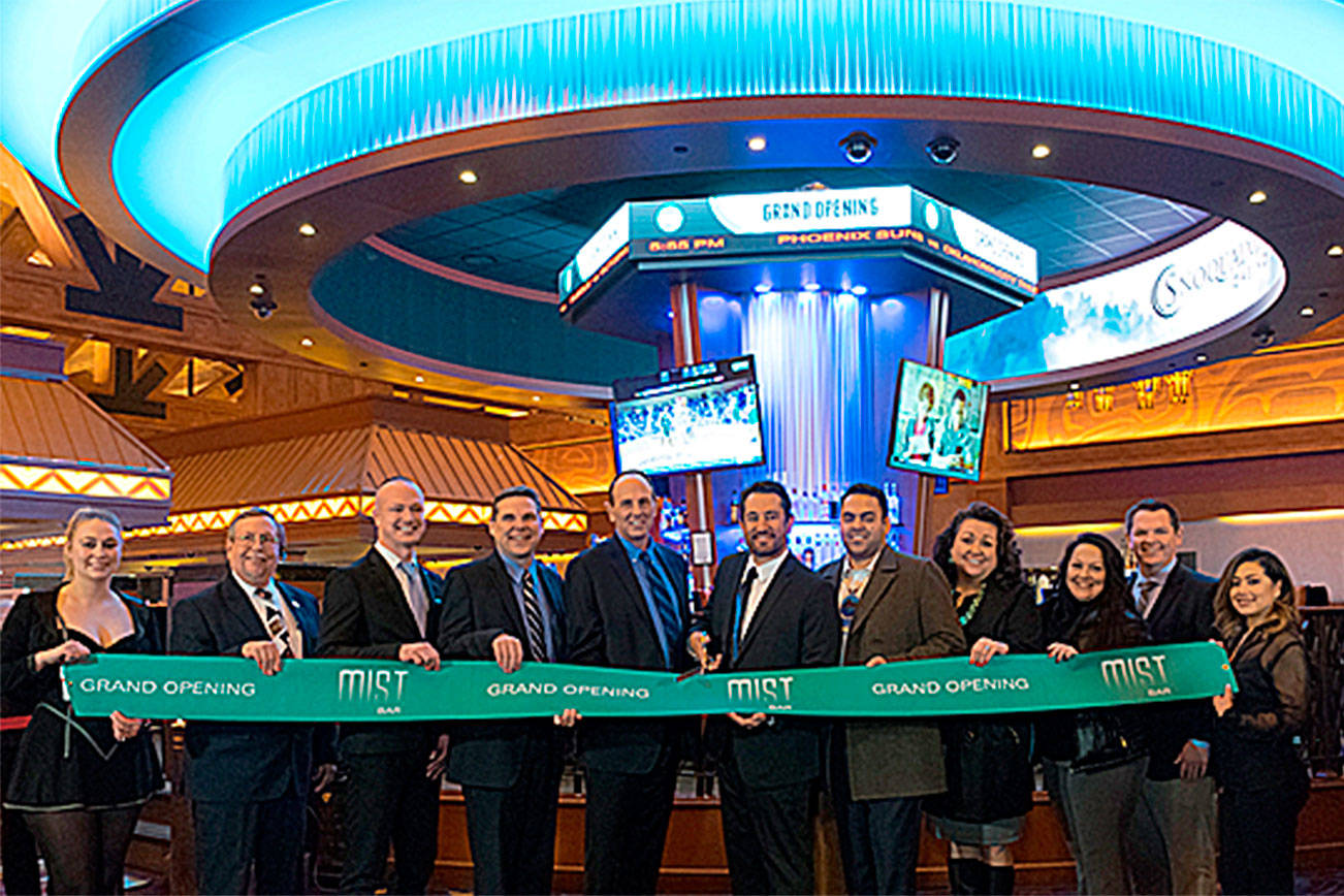 Snoqualmie Casino staff celebrated the opening of the redesigned Mist Bar with a ribbon cutting ceremony March 2. (Courtesy Photo)