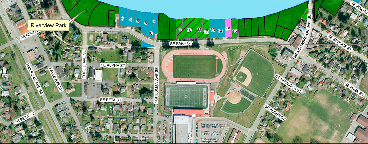 A map of the proposed land acquisitions outlined by the city. Courtesy Photo