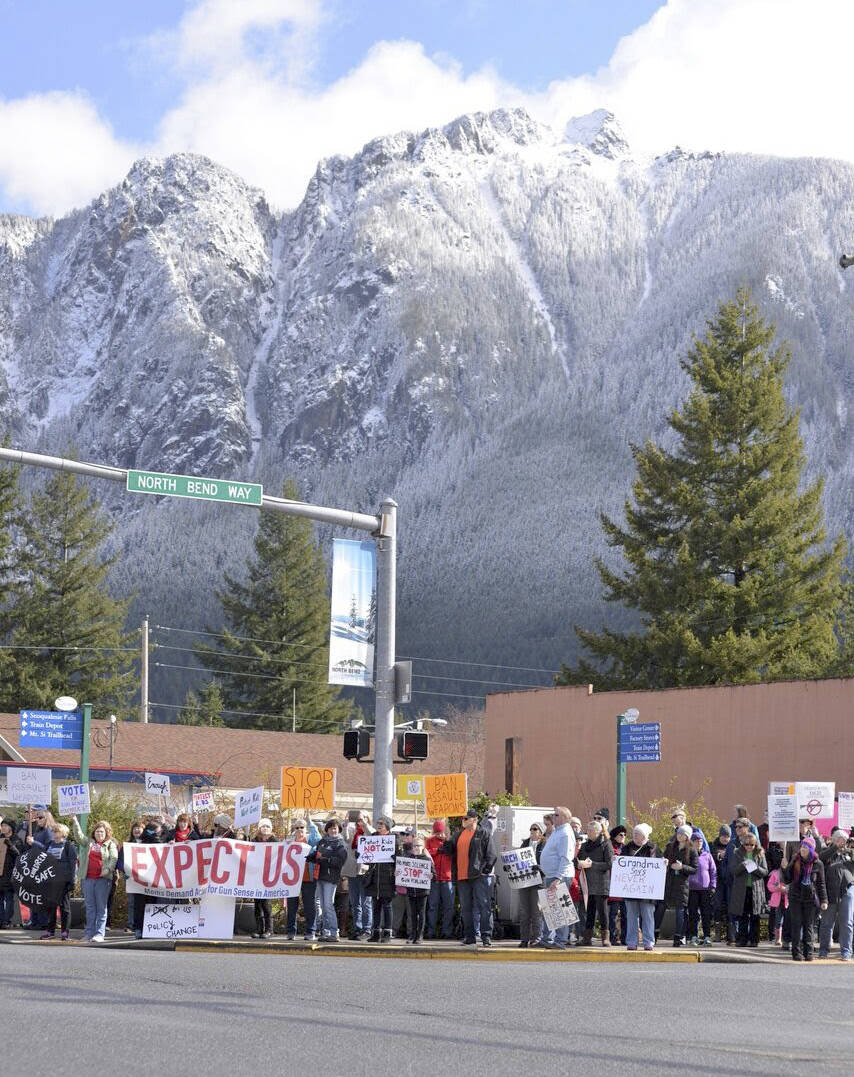The North Bend March for Our Lives drew hundreds downtown on March 23 to show their support for increased gun control after the school shooting in Parkland, Florida. Courtesy photo